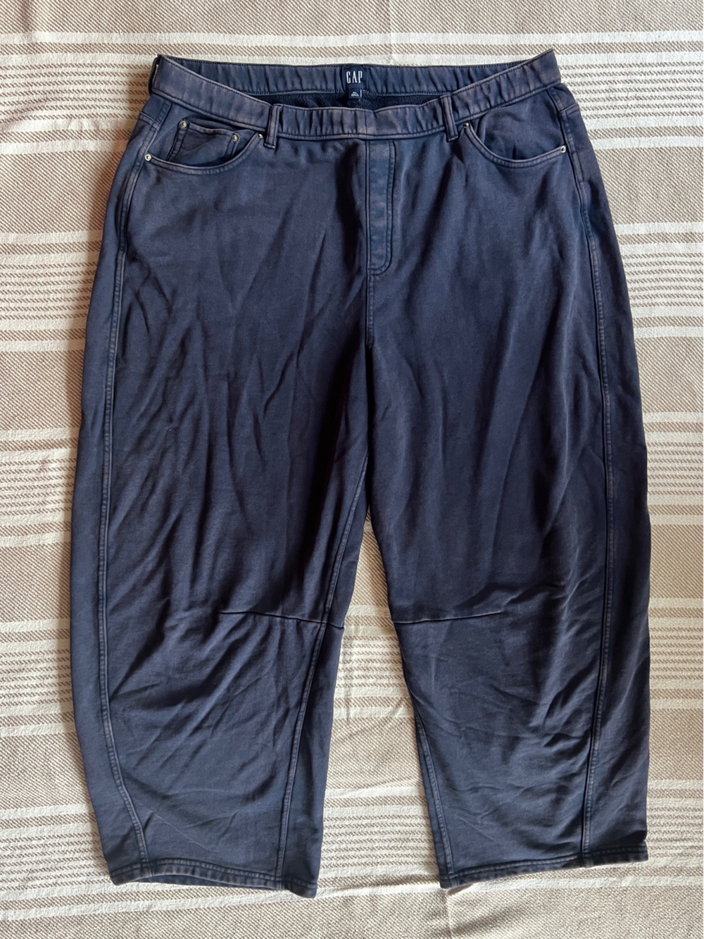 GAP women’s XL heavyweight French terry barrel sweatpants 18 20 dark indigo blue